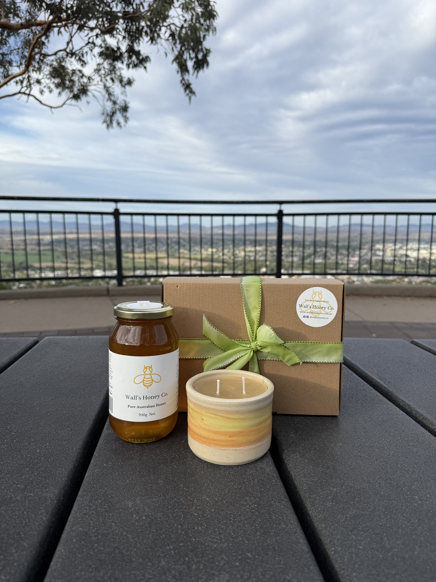 Gift Box - Golden Harvest Candle & Honey